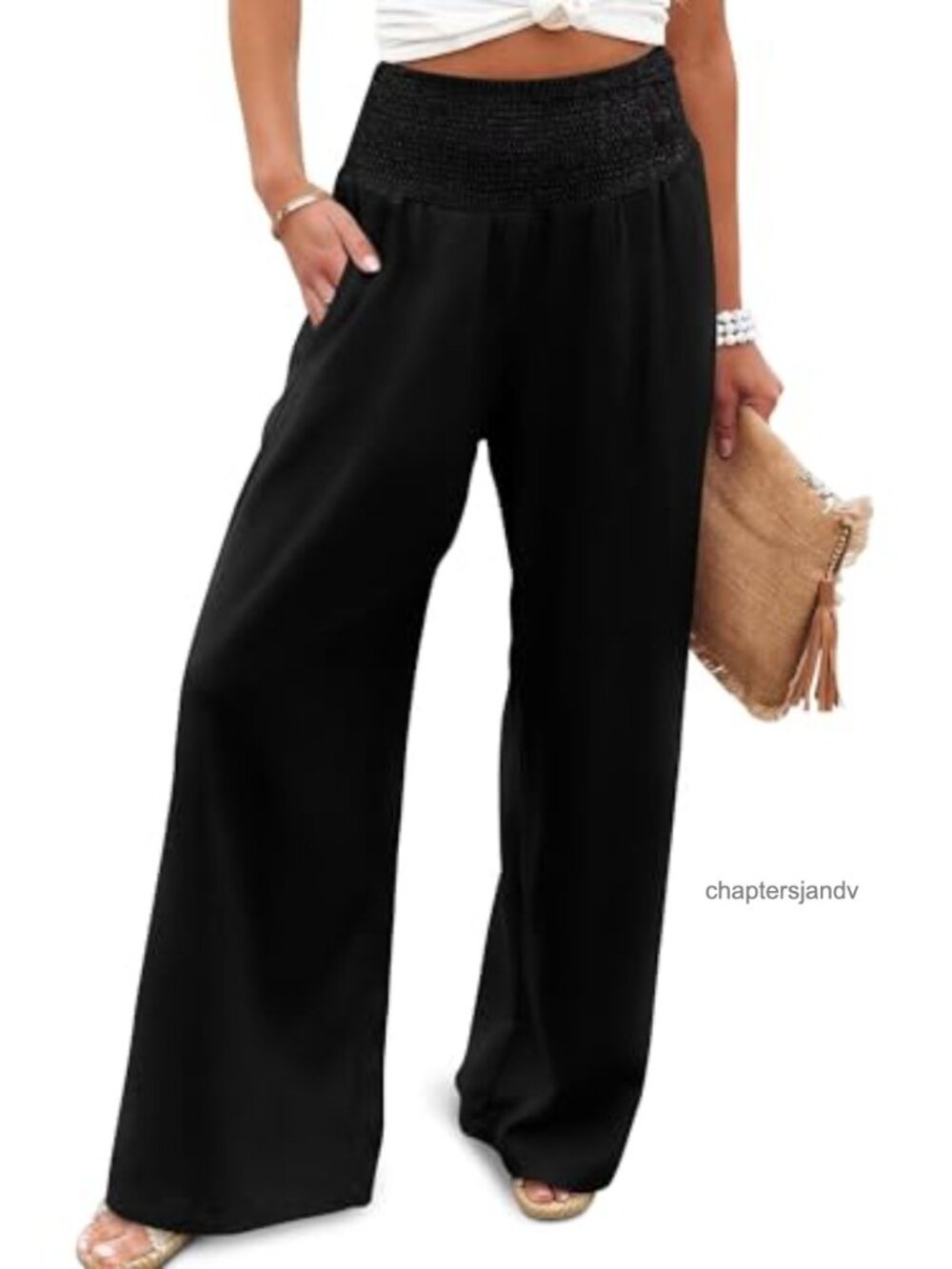 Womens Wide Leg Palazzo Pants High Waisted Flowy Casual Trousers